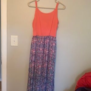 Pink and multi colored patterned dress